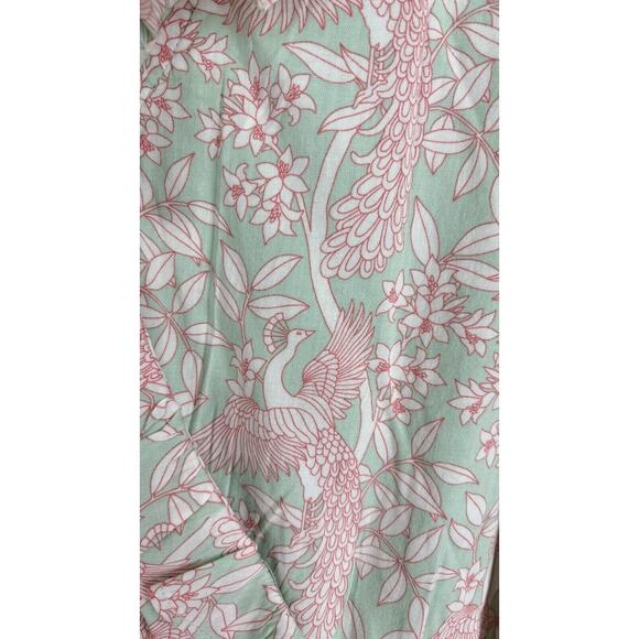 LC Lauren Conrad Womens Peacock Floral Wrap Blouse Short Sleeve XL Green NWT - Picture 10 of 13